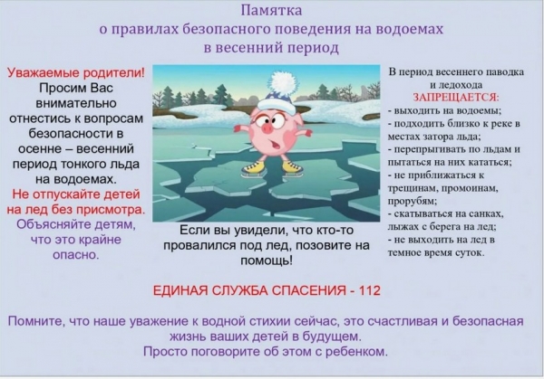 Памятка о правилах безопасного поведения на водоемах