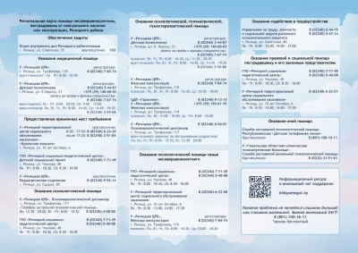 Региональная карта помощи несовершеннолетним, пострадавшим от сексуального насилия или эксплуатации в Речицком районе