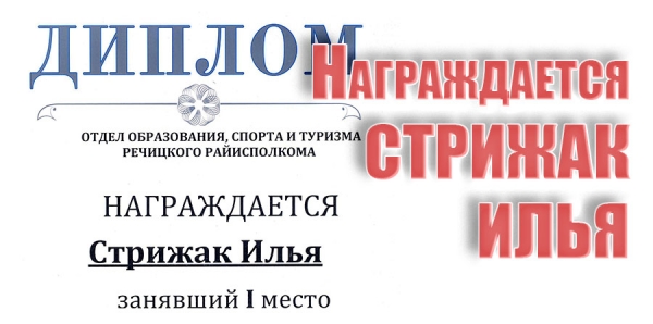 Награждается Стрижак Илья