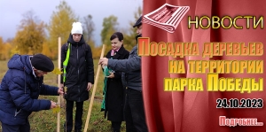 Посадка деревьев на территории парка Победы